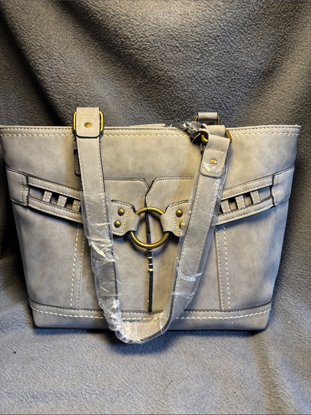 b.o.c. Gray Tote Satchel with Gold Ring Detail